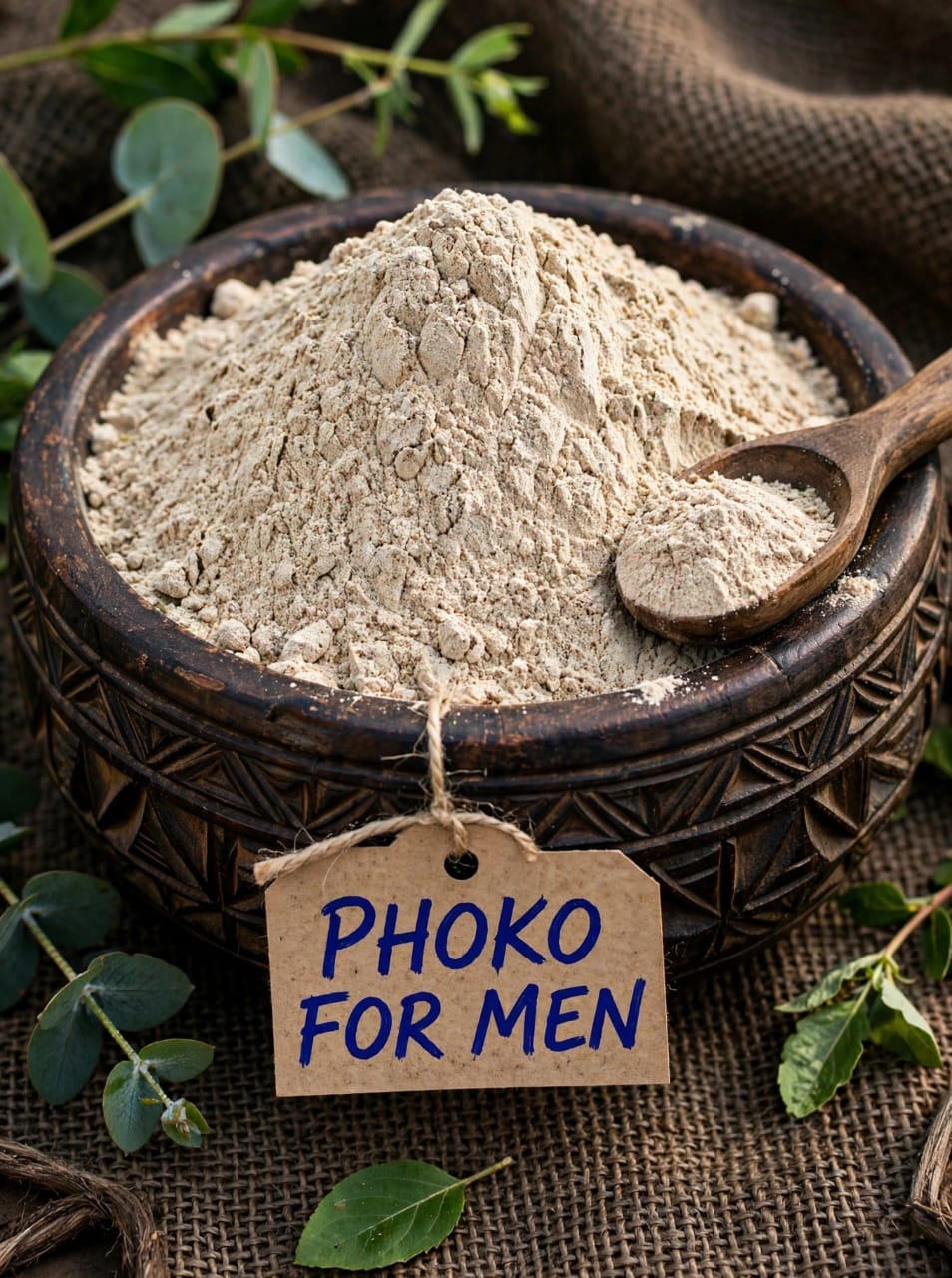 Amber dropper bottle of herbal hair and scalp oil with sage and moringa leaves on a terracotta dish